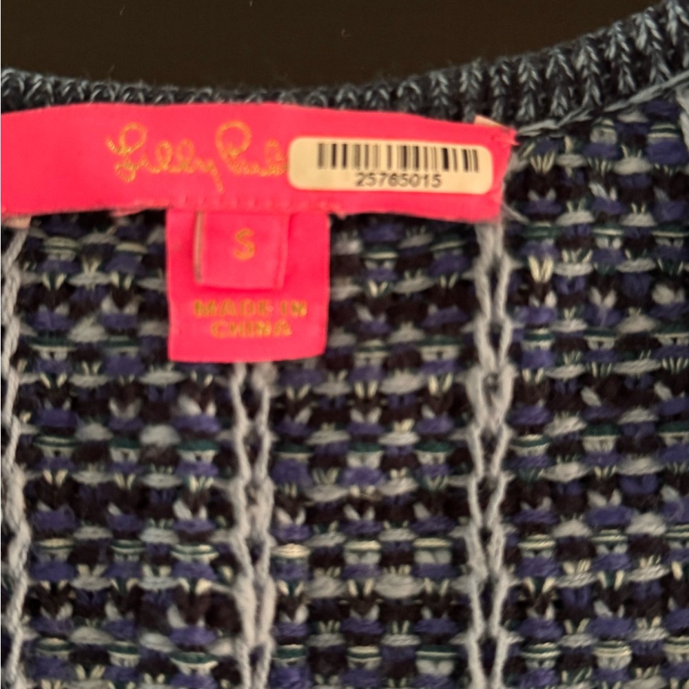 Lilly Pulitzer Simora Cardigan Oyster Bay Navy In Exotic Tweed Size Small - Picture 4 of 10